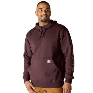 NWT Carhartt Men's Loose Fit Midweight Signature Sleeve Logo Hooded Sweatshirt